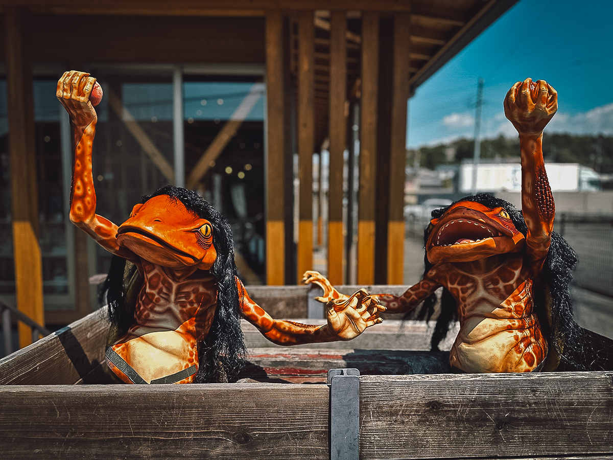 JR West Kansai Wide Area Pass Yokai statues in Fukusaki