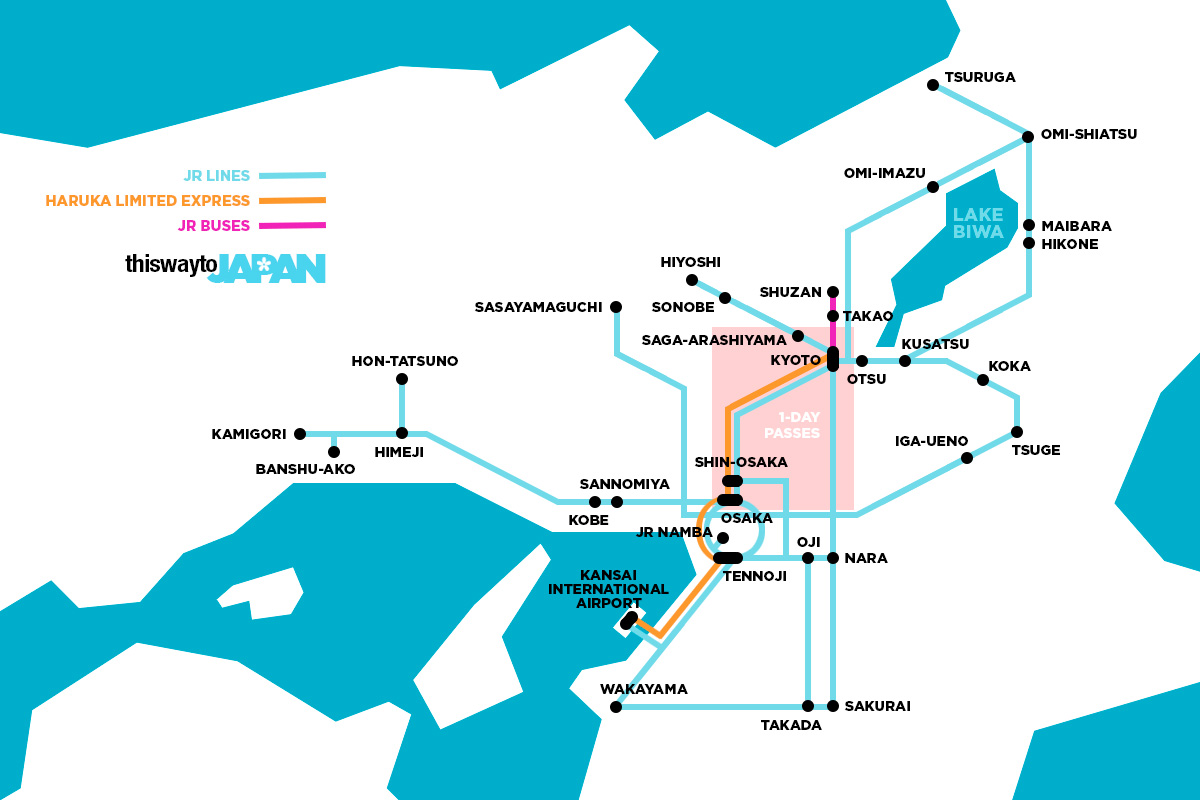 JR West Kansai Area Pass Kansai Area Pass Map