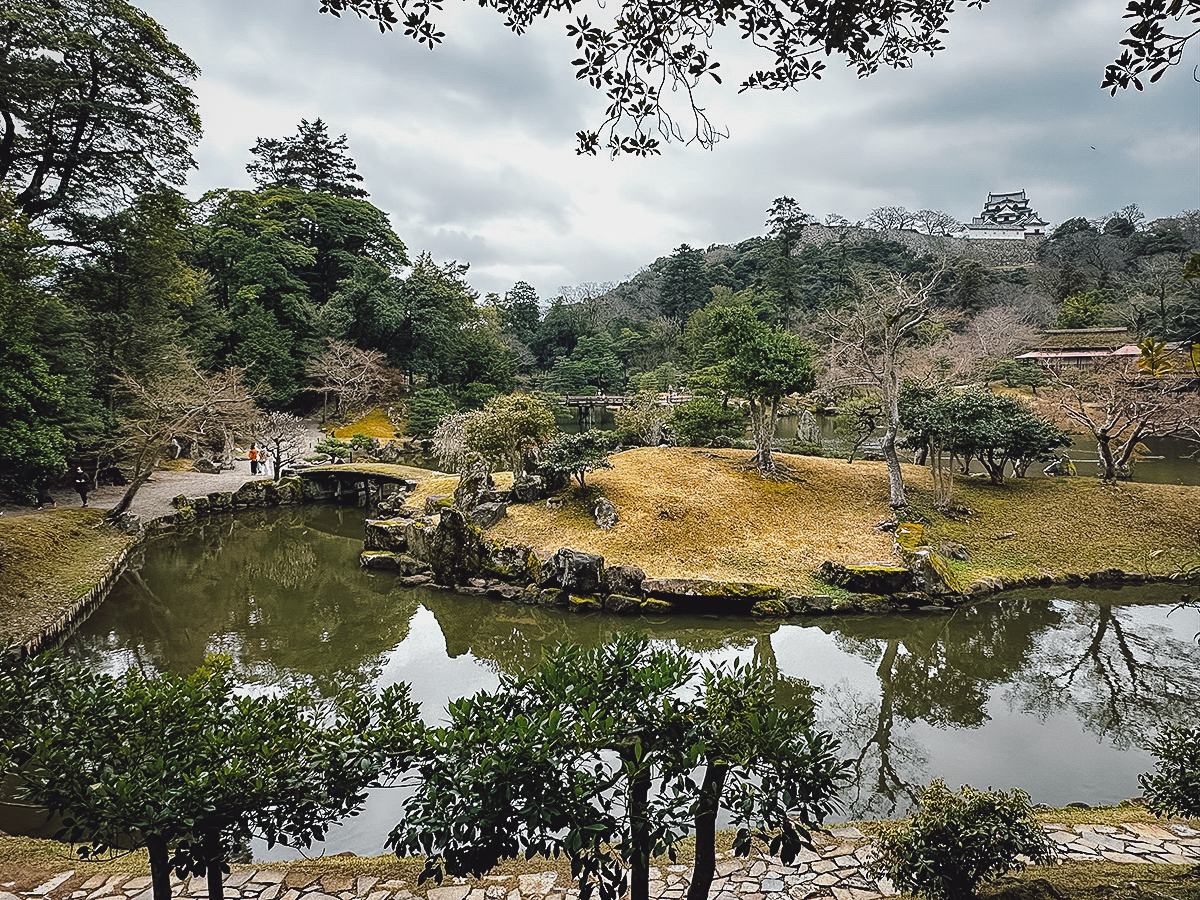 Lake Biwa Travel Guide View of Hikone Castle from Genkyuen Garden