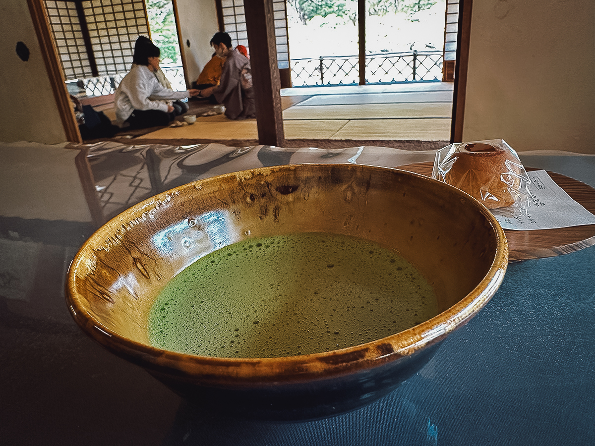 Matcha with wagashi at a teahouse