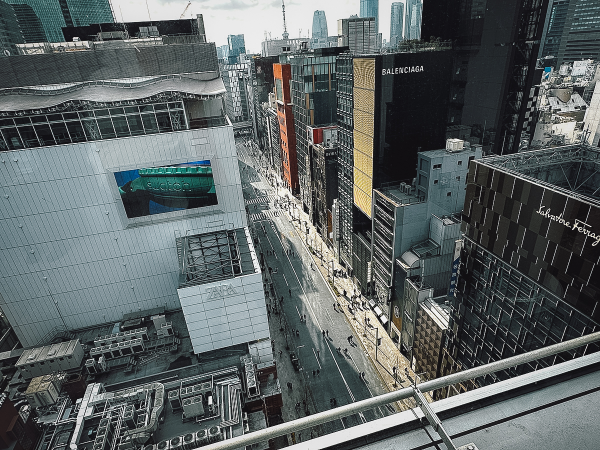 View from Ginza Six Rooftop Garden observation deck