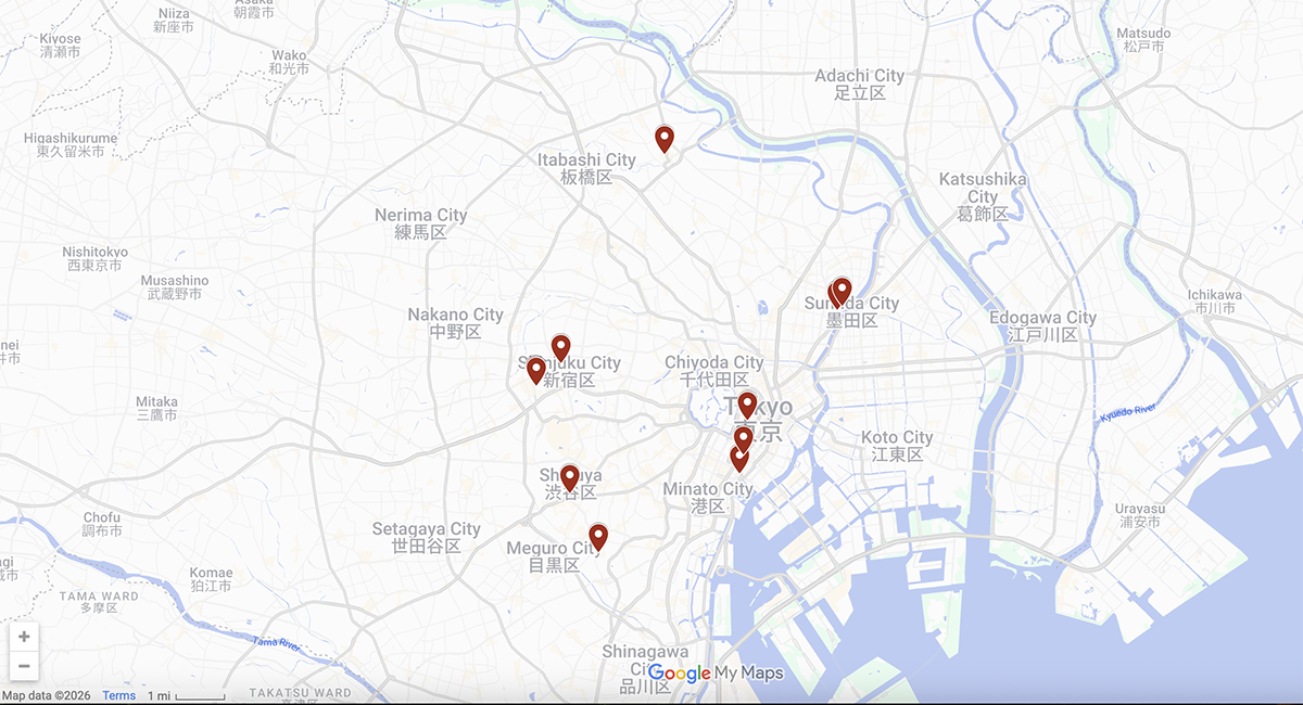 Tokyo observatories map
