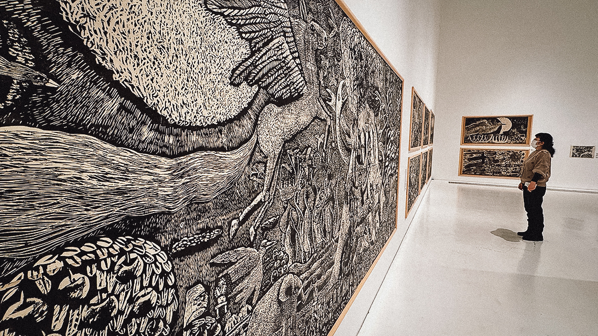 Large artwork on display at the Aomori Museum of Art