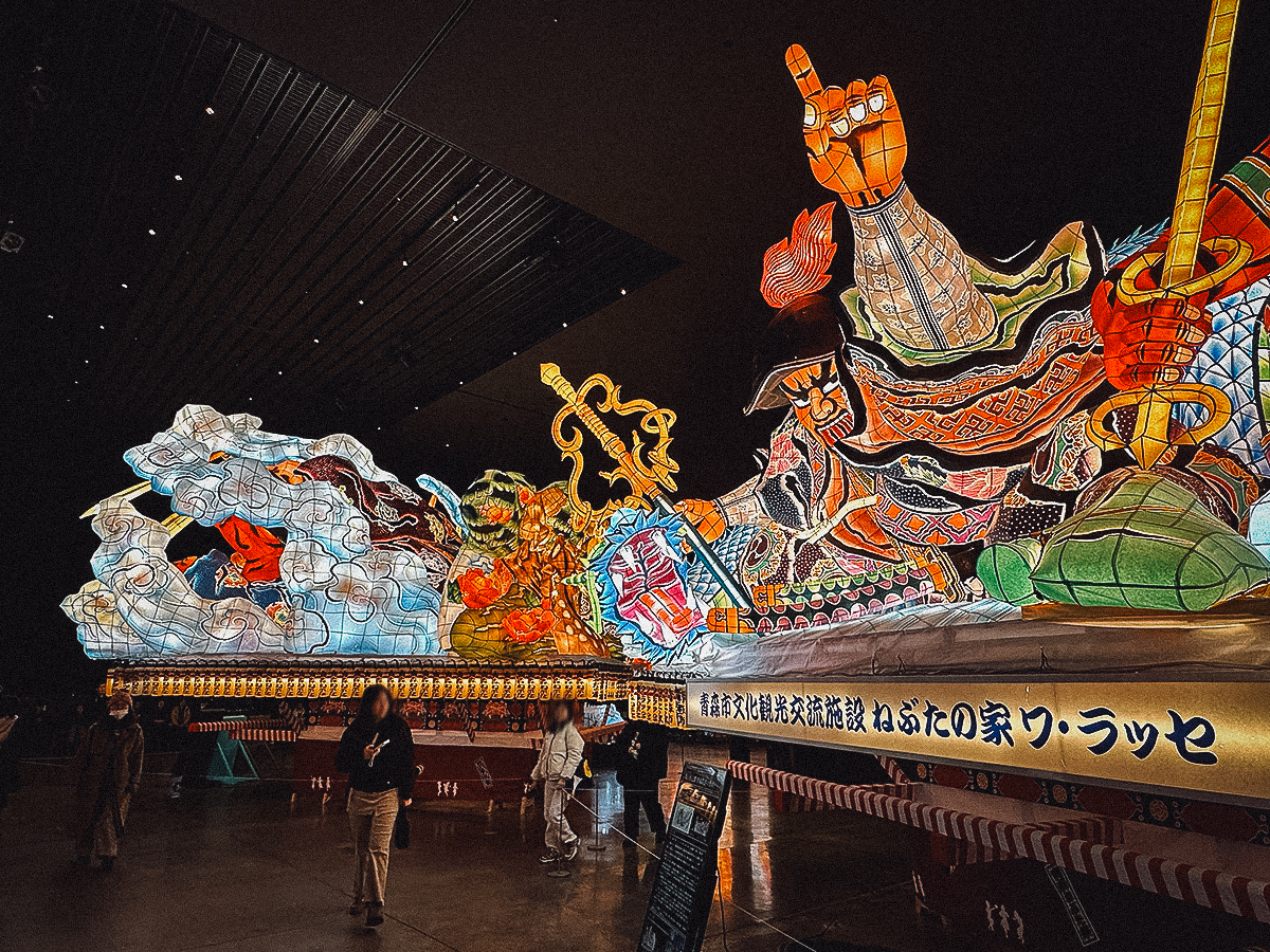Floats on display at Nebuta Museum