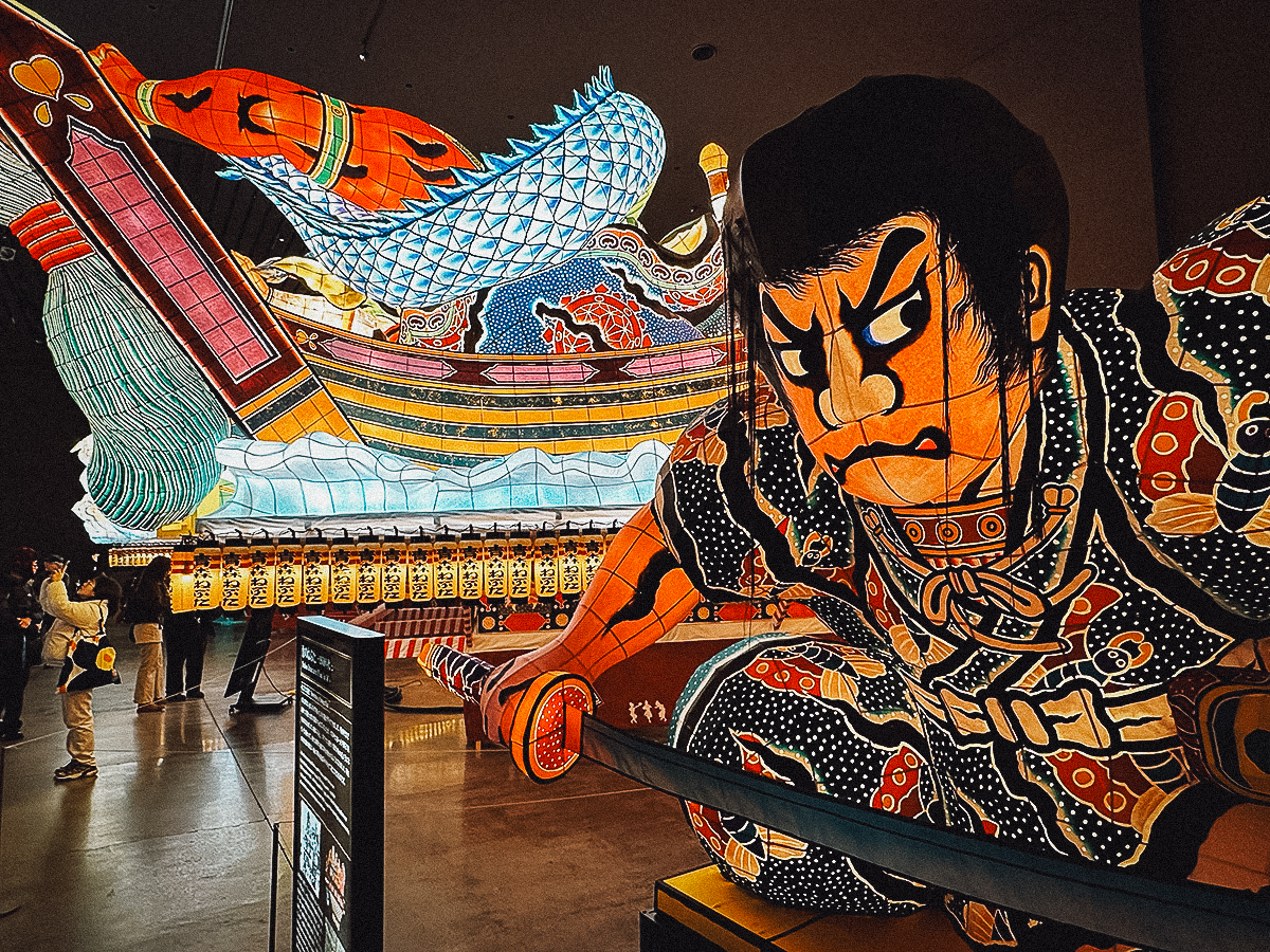 Floats on display at Nebuta Museum