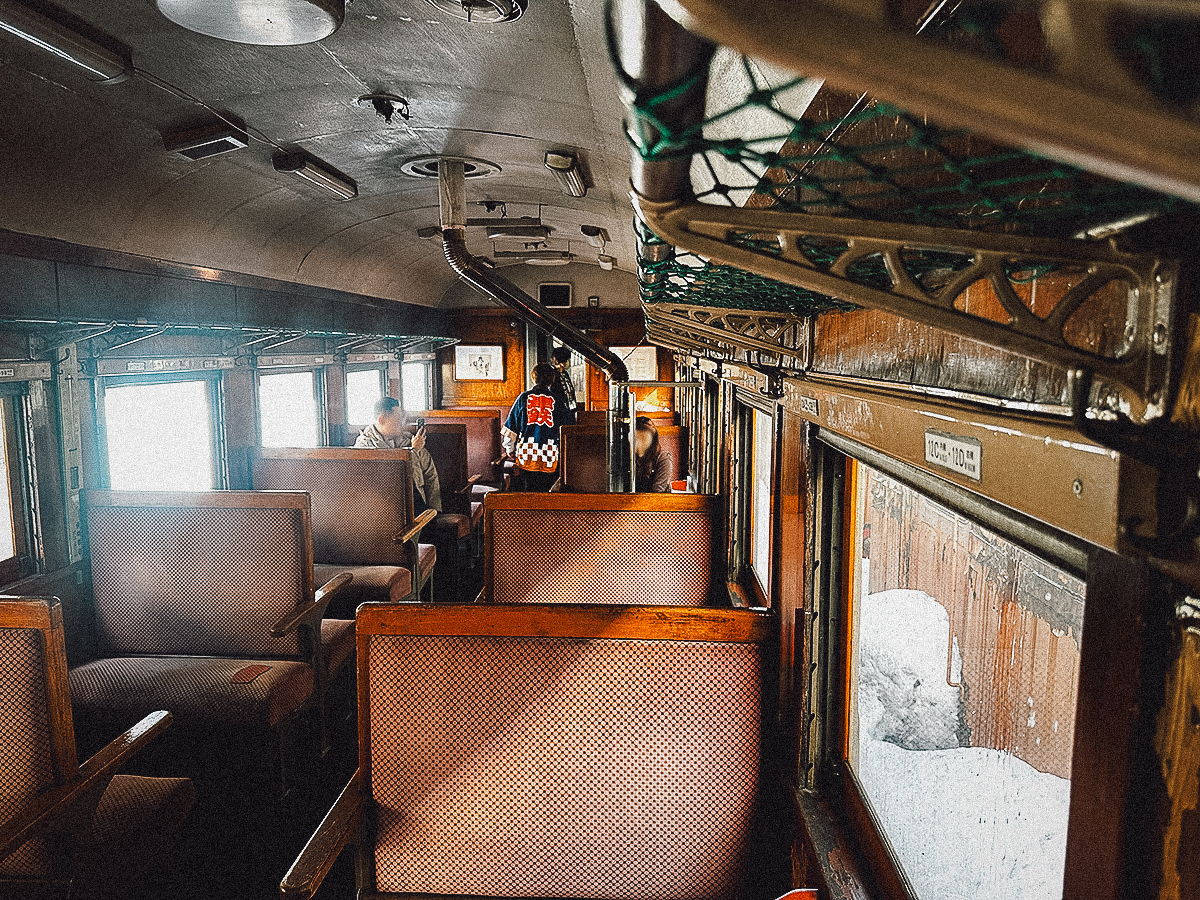 Inside the retro stove train