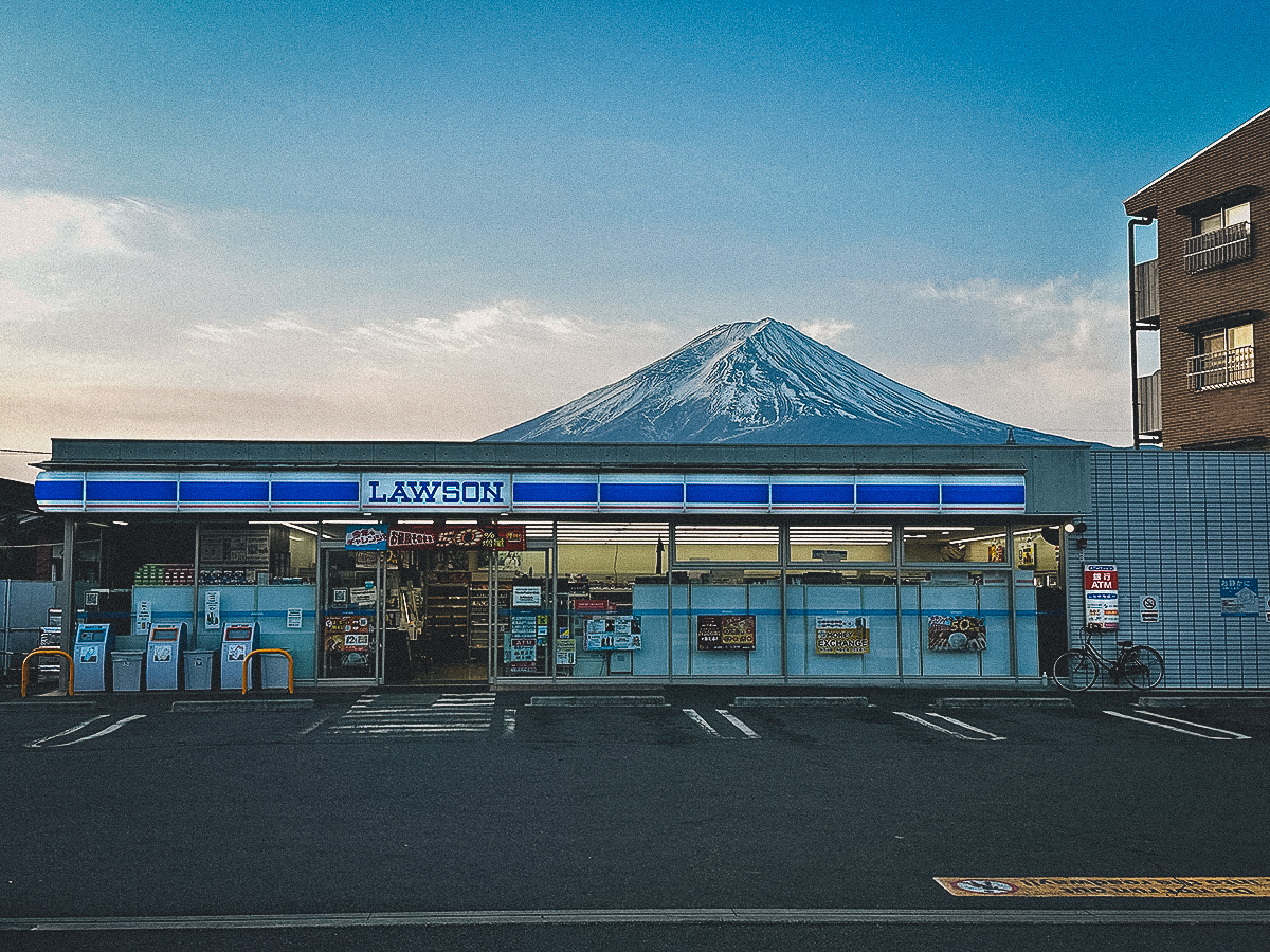 Lawson convenience store with Mt Fuji in the background
