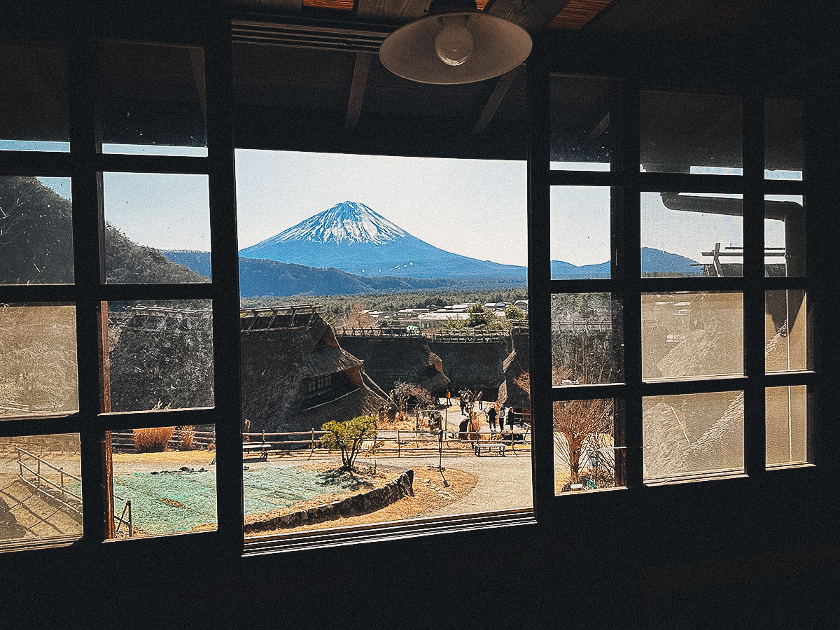 View of Mt Fuji through a window