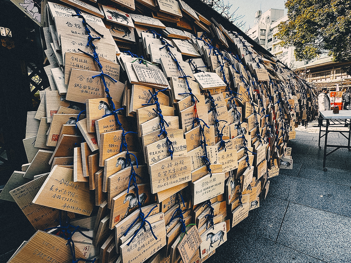 Lots of ema plaques at Yushima Tenjin Shrine
